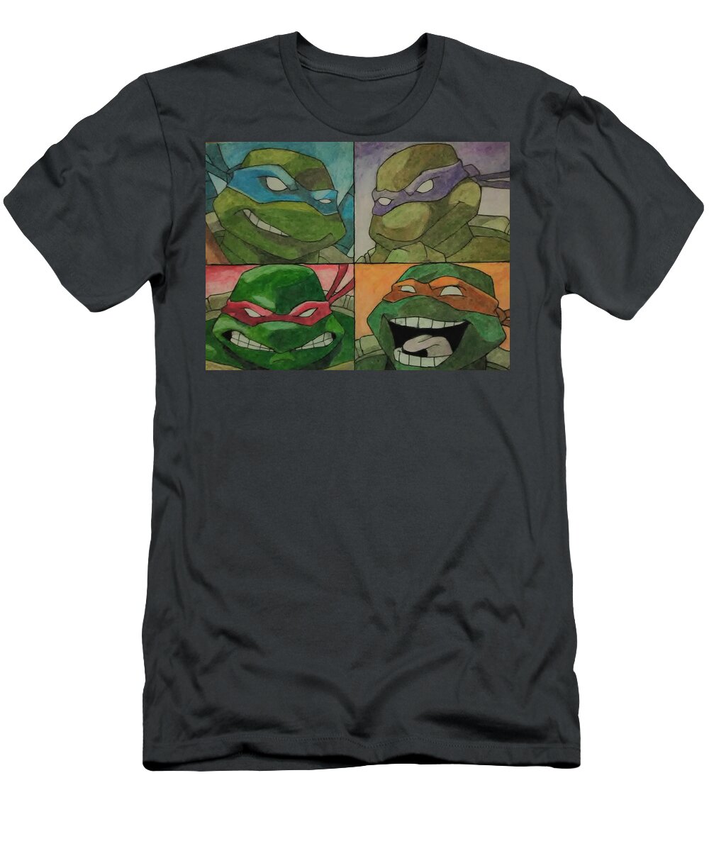 Teenage Mutant Ninja Turtles Men's Group Shot Logo T-Shirt Blue