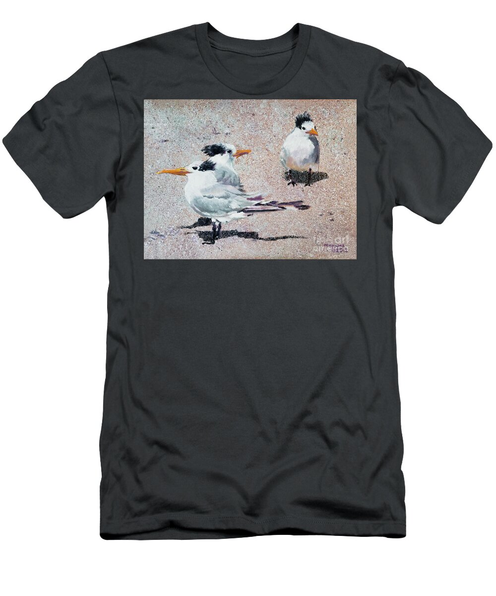 Tern T-Shirt featuring the painting Tern Trio by Merana Cadorette