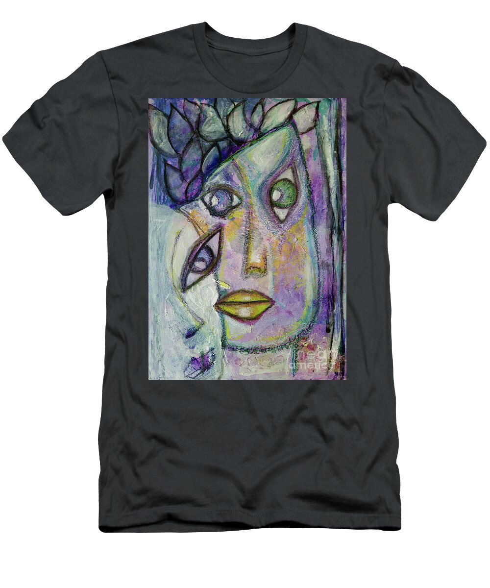 Tete A Tete T-Shirt featuring the mixed media Tete a Tete by Mimulux Patricia No