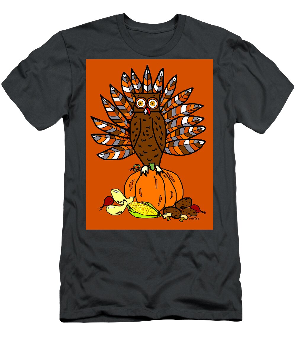 Thanksgiving T-Shirt featuring the digital art Thanksgiving Owl by Vallee Johnson