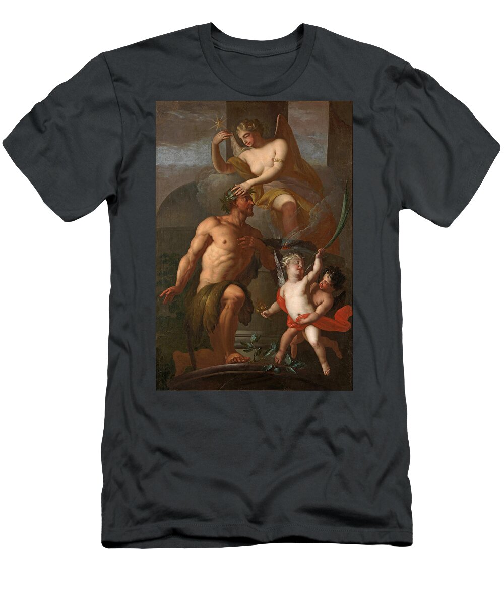 Mattheus Terwesten T-Shirt featuring the painting The Apotheosis of Hercules by Mattheus Terwesten