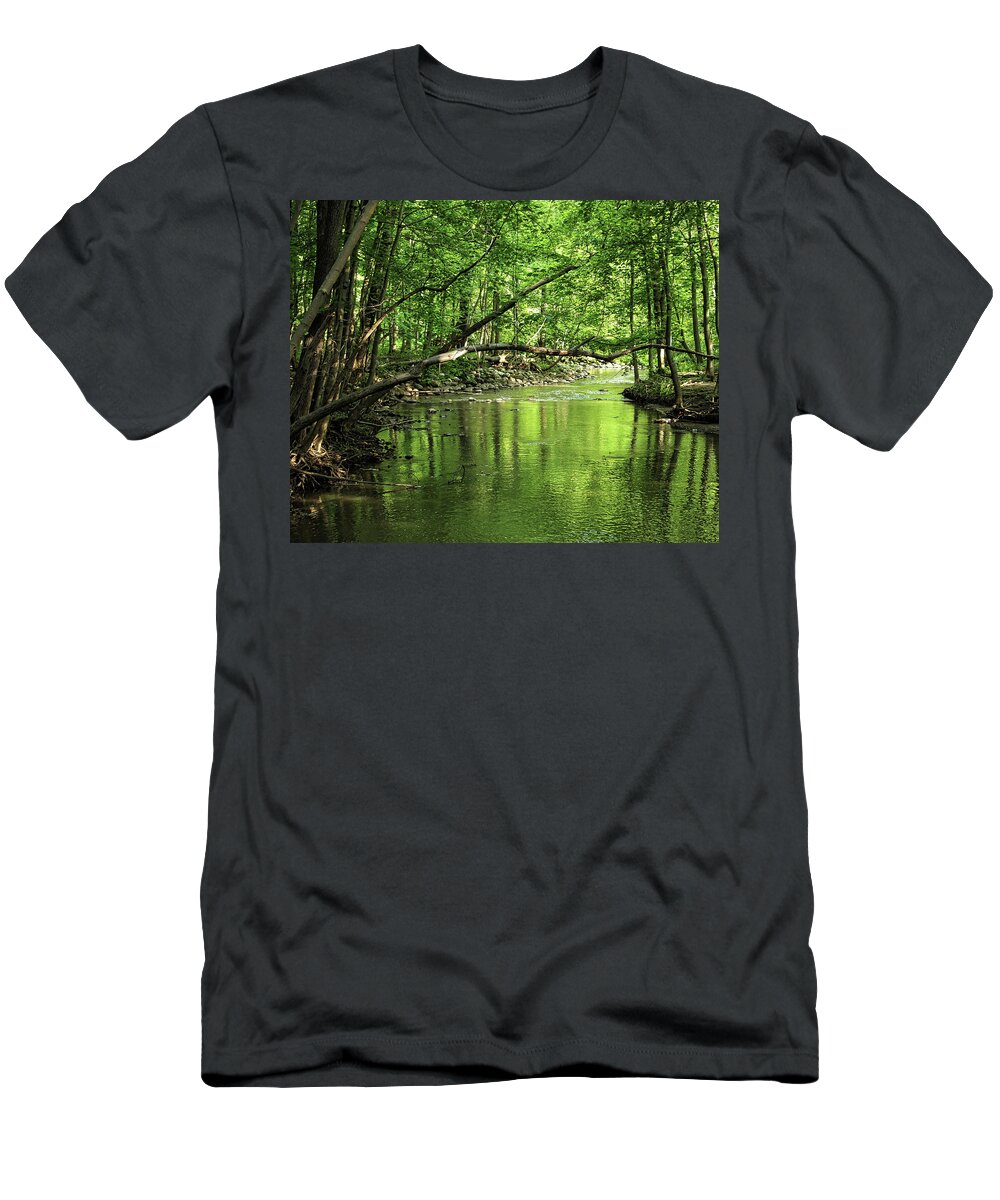 Spring T-Shirt featuring the photograph The babbling brook by Scott Olsen