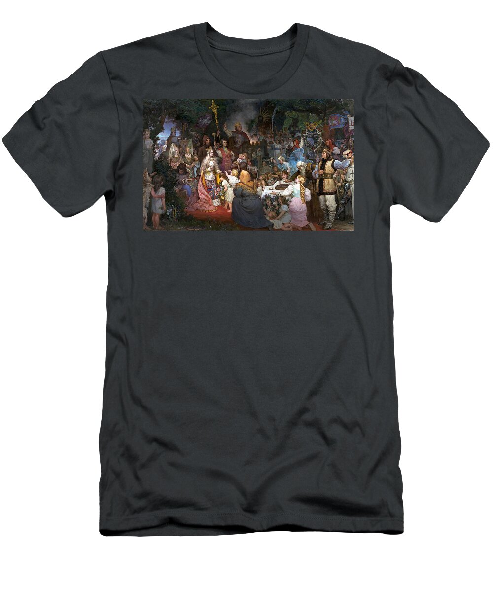 Wladyslaw Ciesielski T-Shirt featuring the painting The Baptism of Lithuania by Wladyslaw Ciesielski