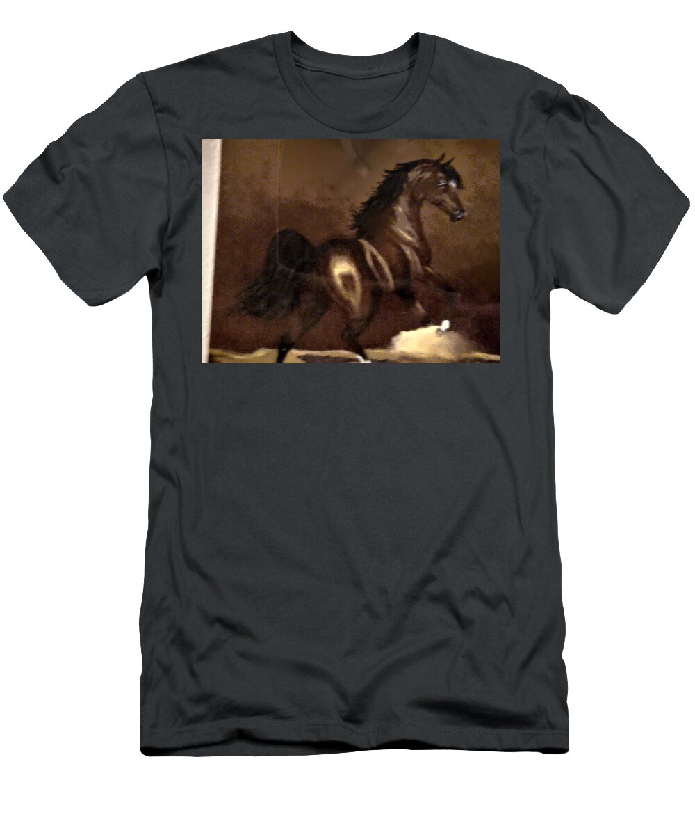 Horse T-Shirt featuring the painting The Bay Stallion by Diana Cochran