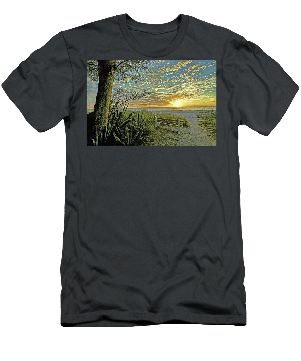 Florida Sunset T-Shirt featuring the photograph The Bench by HH Photography of Florida