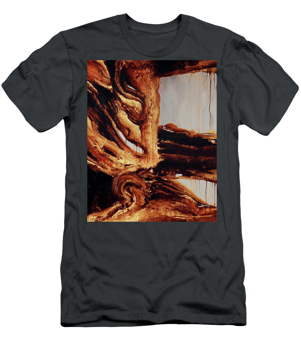 Roots T-Shirt featuring the painting The Bidirectional Doorway by Sv Bell