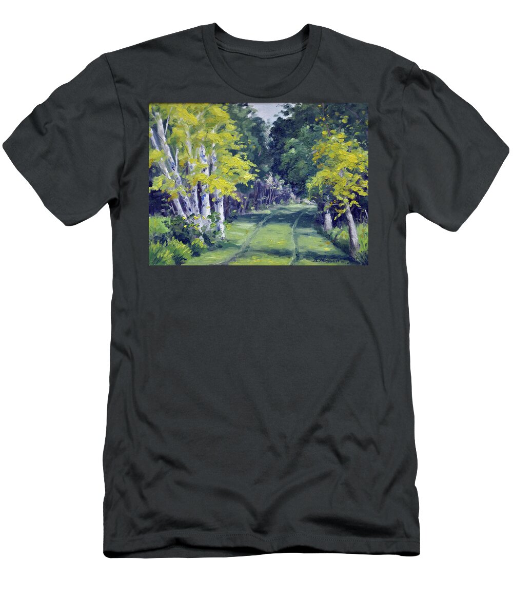 Landscape T-Shirt featuring the painting The Birch Trail North by Rick Hansen