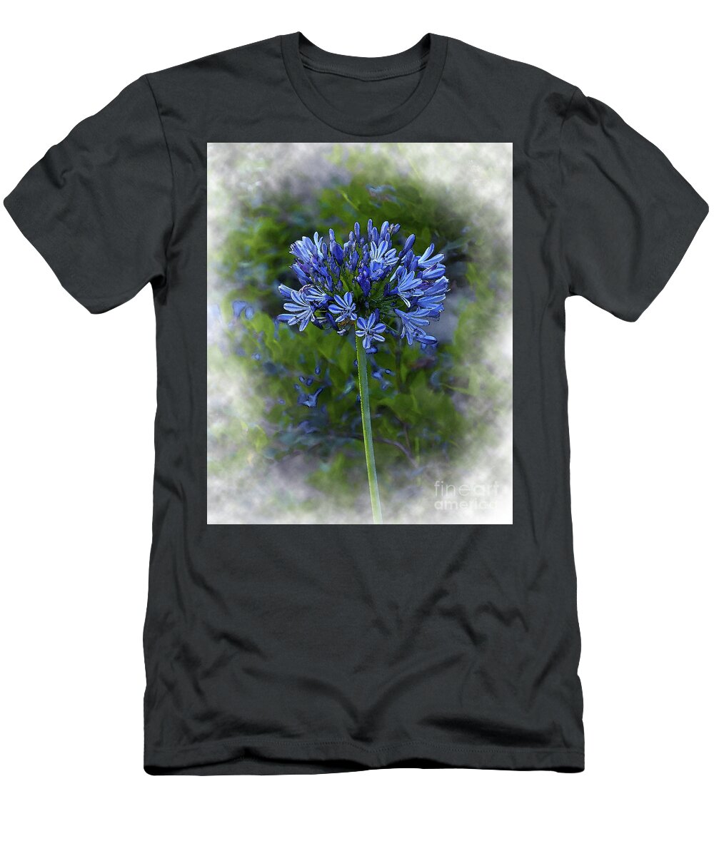 Flower T-Shirt featuring the digital art The Blue Bloom In Watercolor by Kirt Tisdale