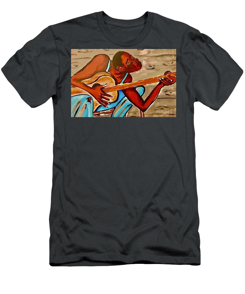 T-Shirt featuring the painting The Blues by Angie ONeal
