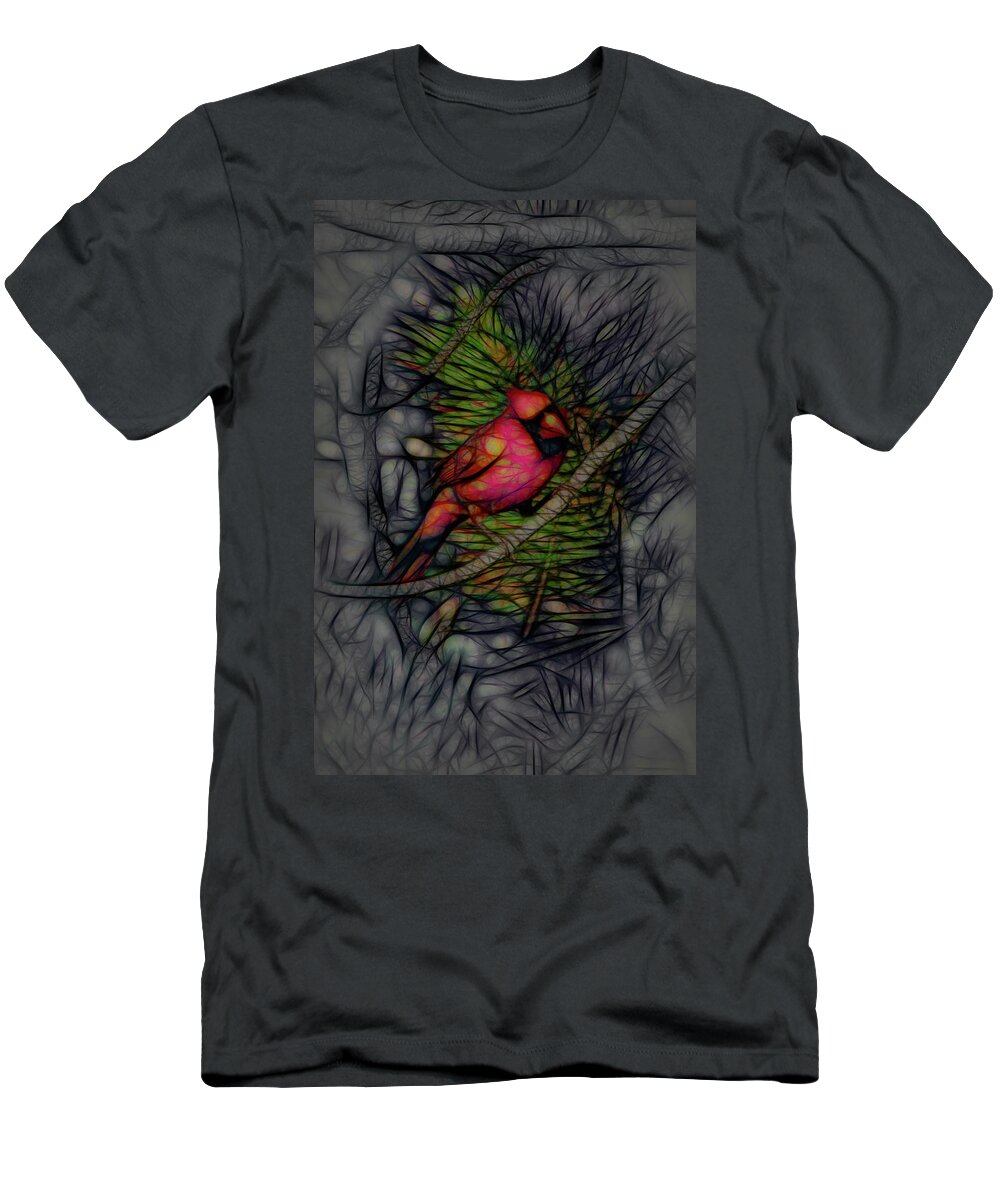The Cardinal T-Shirt featuring the digital art The Cardinal 3 by Ernest Echols