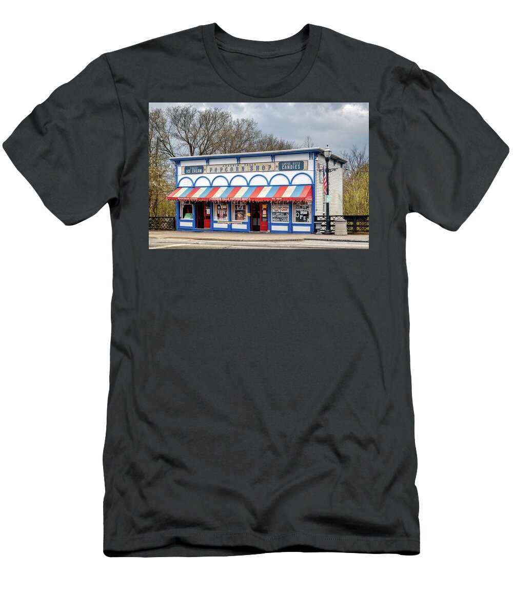 The Chagrin Falls T-Shirt featuring the photograph The Chagrin Falls Popcorn Shop#258 by Alexander Philip
