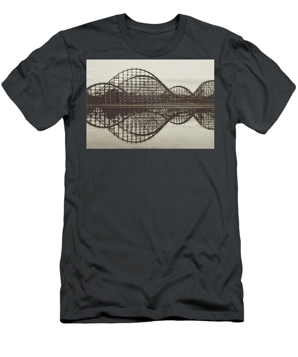 Black And White T-Shirt featuring the photograph The Coaster Sepia Version by Carrie Ann Grippo-Pike
