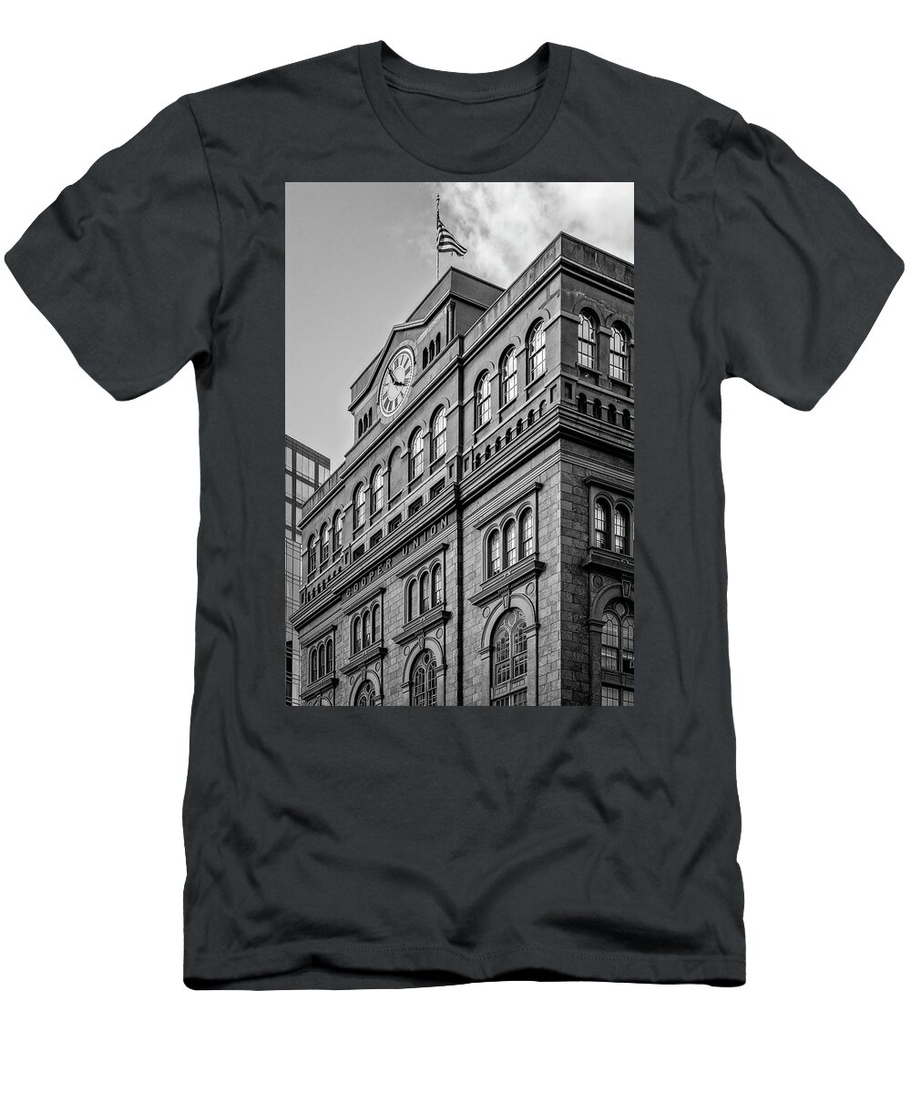 Cooper Union T-Shirt featuring the photograph The Cooper Union BW by Susan Candelario