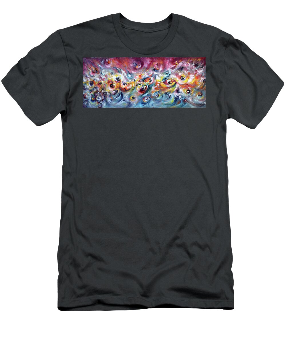 Cosmic T-Shirt featuring the painting The Cosmic Dance by Harsh Malik
