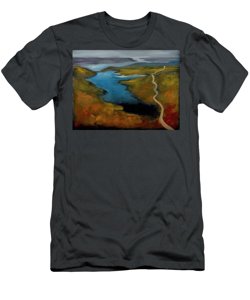 Loch T-Shirt featuring the painting The Course by Roger Clarke