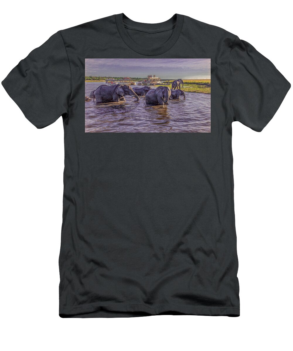 Chobe National Park T-Shirt featuring the photograph The Crossing by Marcy Wielfaert