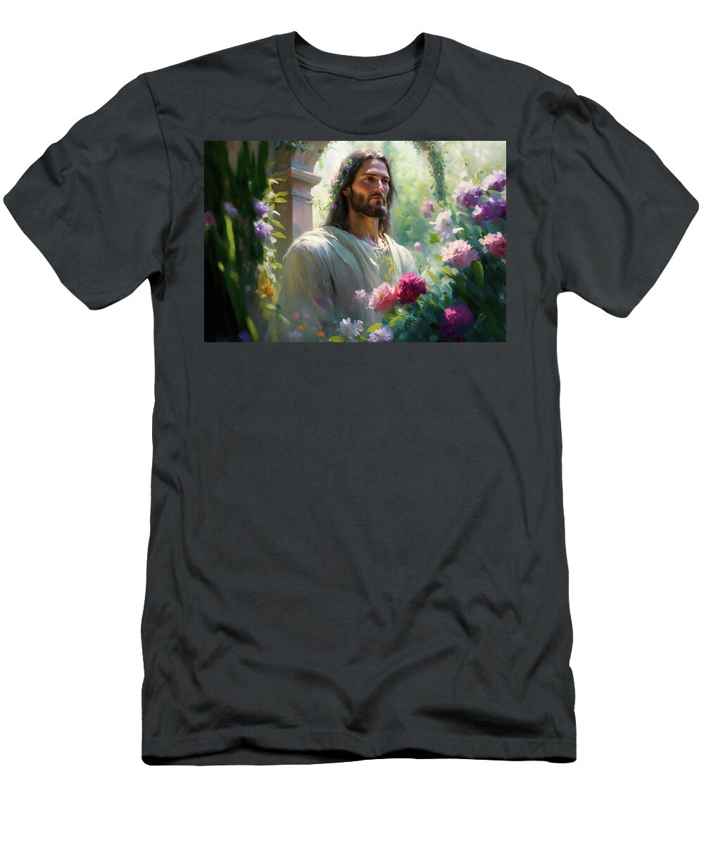 The Divine Gardener T-Shirt featuring the painting The Divine Gardener by Greg Collins