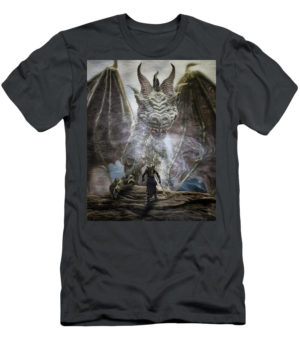 Dragon T-Shirt featuring the digital art The Dragonslayer by Brad Barton
