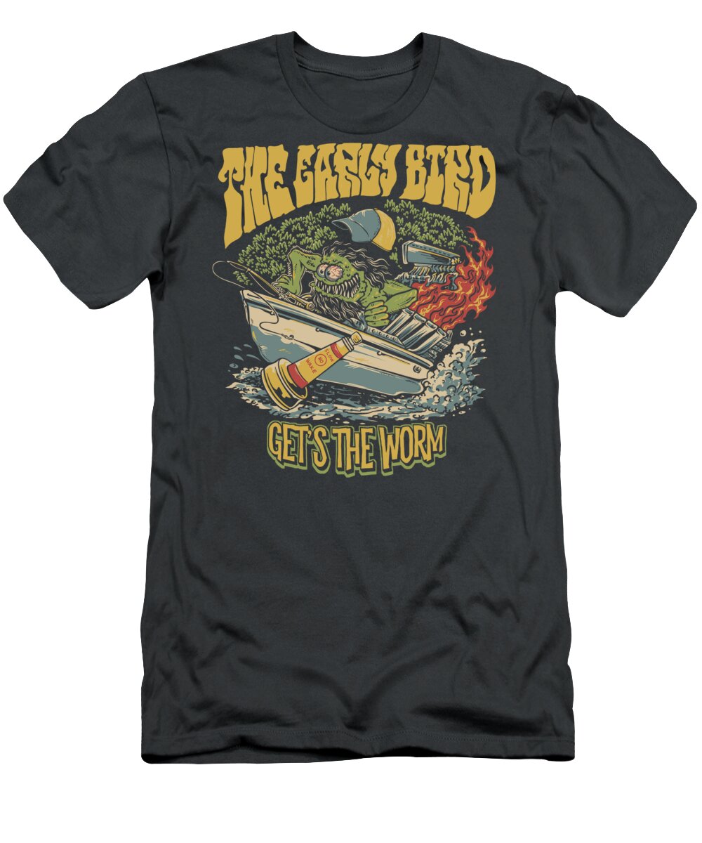 Fishing T-Shirt featuring the digital art The Early Bird by Kevin Putman