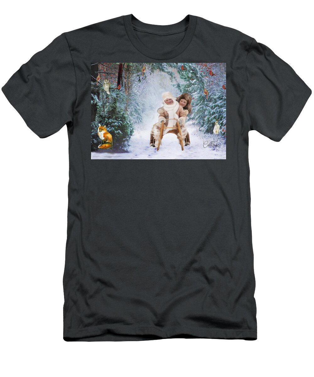 Paintings Of Children T-Shirt featuring the mixed media The Enchanted Forest by Colleen Taylor