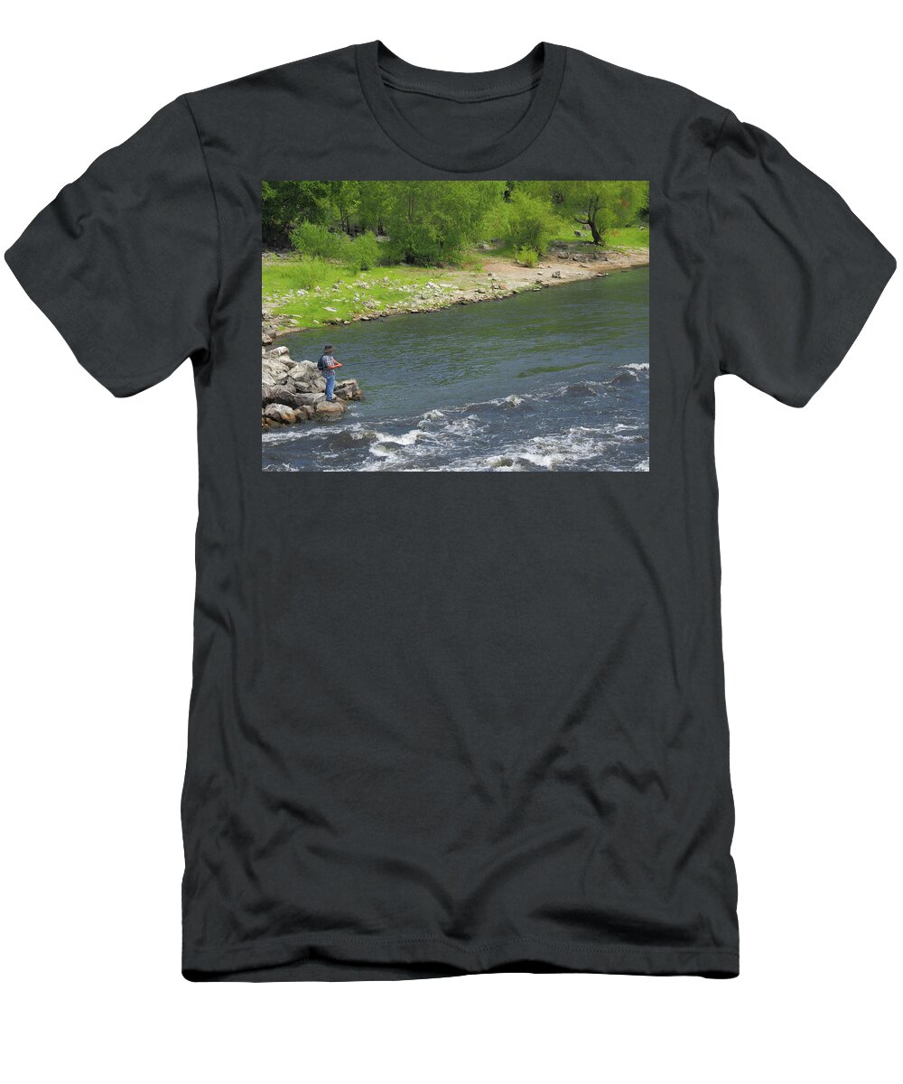 Water T-Shirt featuring the photograph The Fisher by C Winslow Shafer