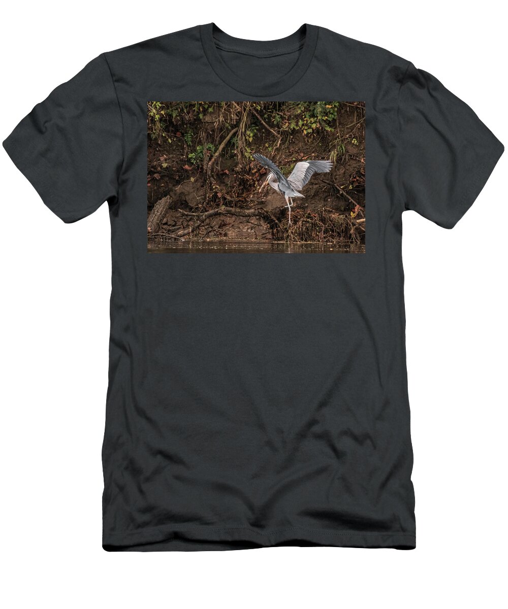 Heron T-Shirt featuring the photograph The Fisherman by DArcy Evans