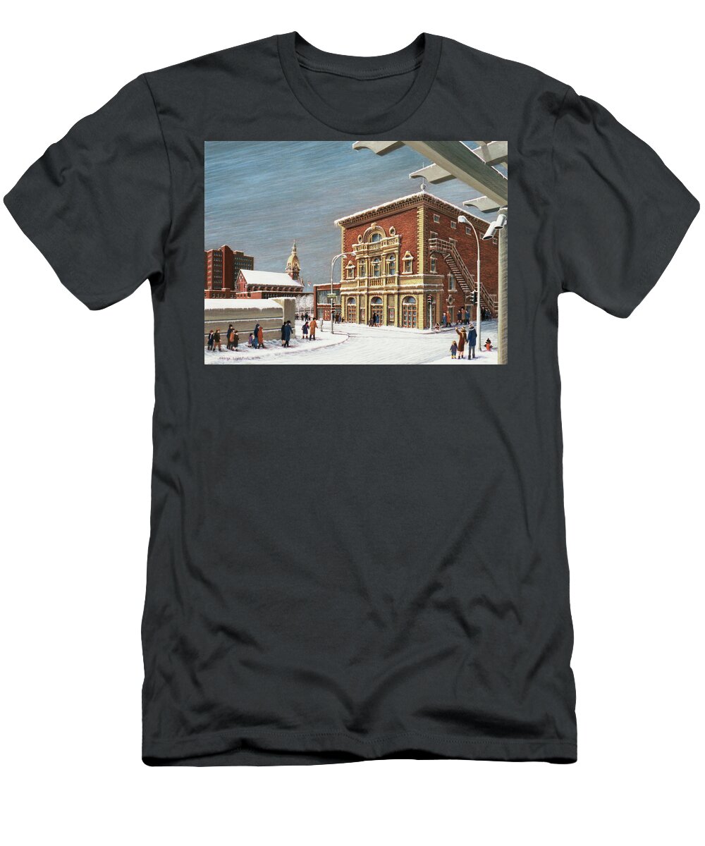 Architectural Landscape T-Shirt featuring the painting The Folly Theater, Kansas City, MO by George Lightfoot
