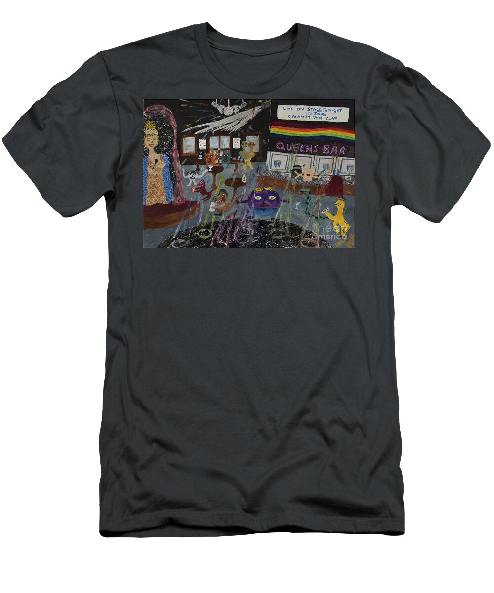 Lgbtq T-Shirt featuring the painting The Gay scene is not what it once was by David Westwood
