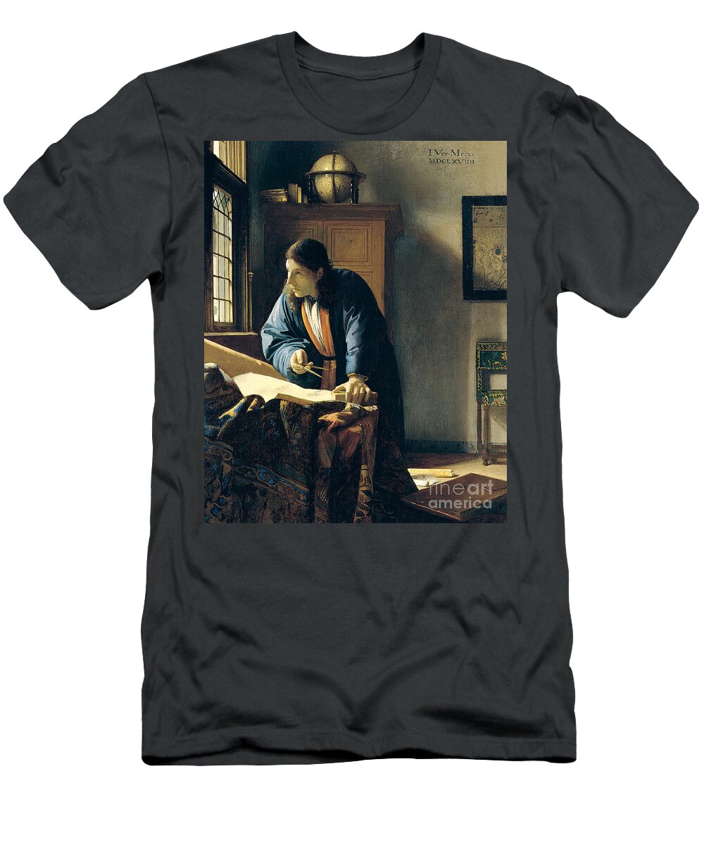 Vermeer T-Shirt featuring the painting The Geographer by Vermeer by Jan Vermeer