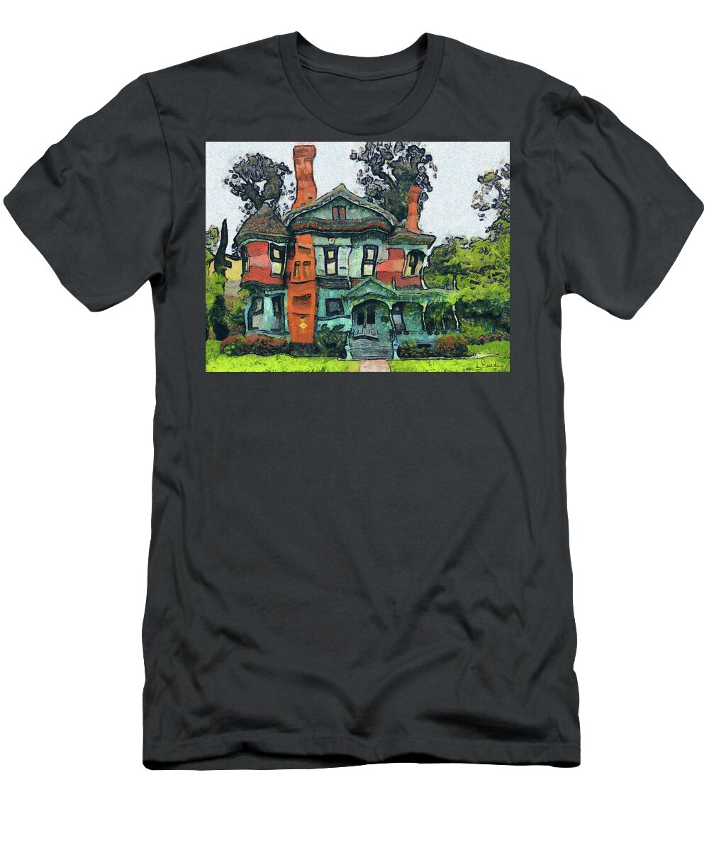 The Green Cottage T-Shirt featuring the painting The green cottage II by George Rossidis