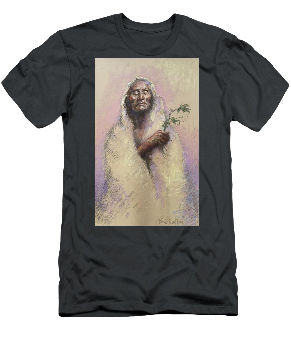 Native Americans T-Shirt featuring the painting The Healer by Ellen Dreibelbis