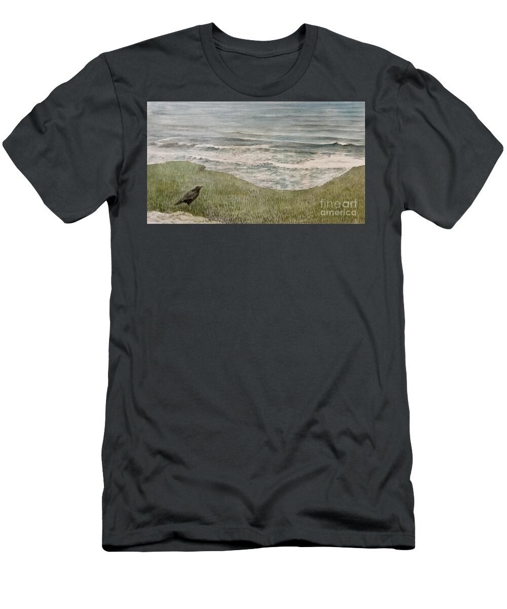 Landscape T-Shirt featuring the painting The Healing Waves 4 by Fumiyo Yoshikawa