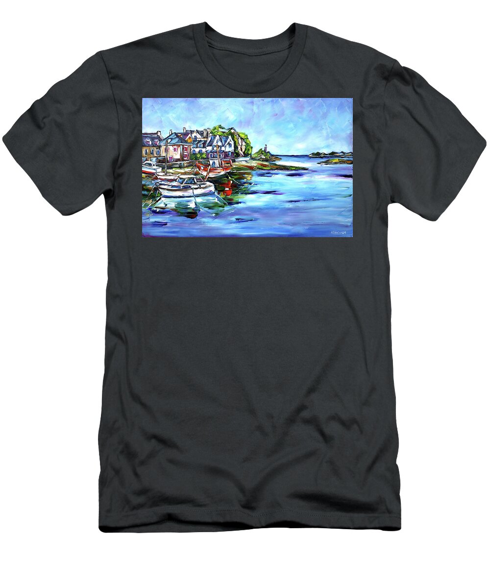 Loguivy De La Mer T-Shirt featuring the painting The Islands Of Brittany by Mirek Kuzniar