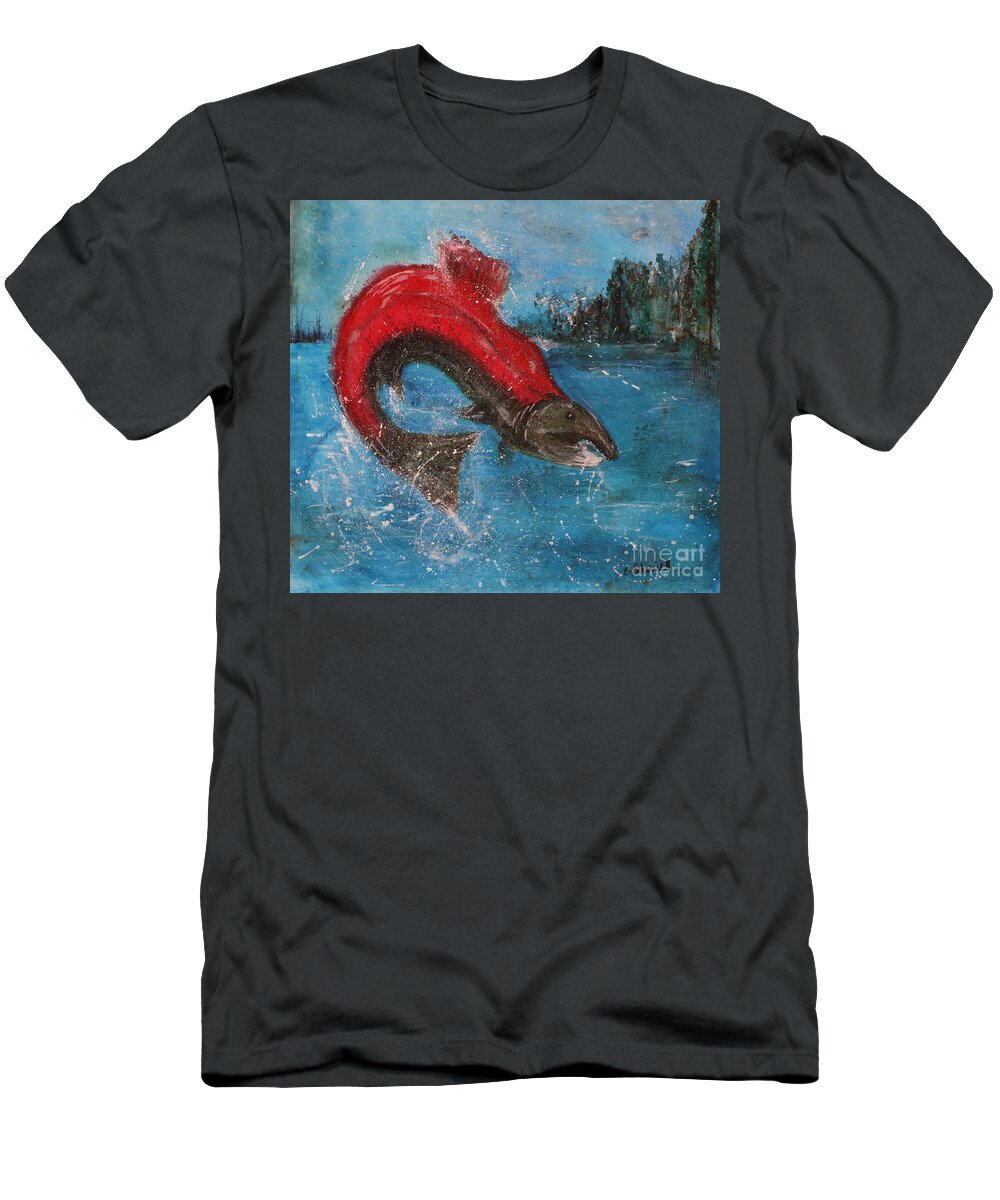 Abstract Landscape T-Shirt featuring the painting The Jumper by Cathy Beharriell