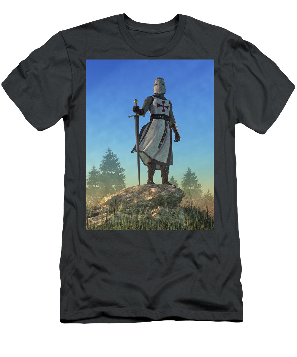 Knight T-Shirt featuring the digital art The Knight Templar by Daniel Eskridge