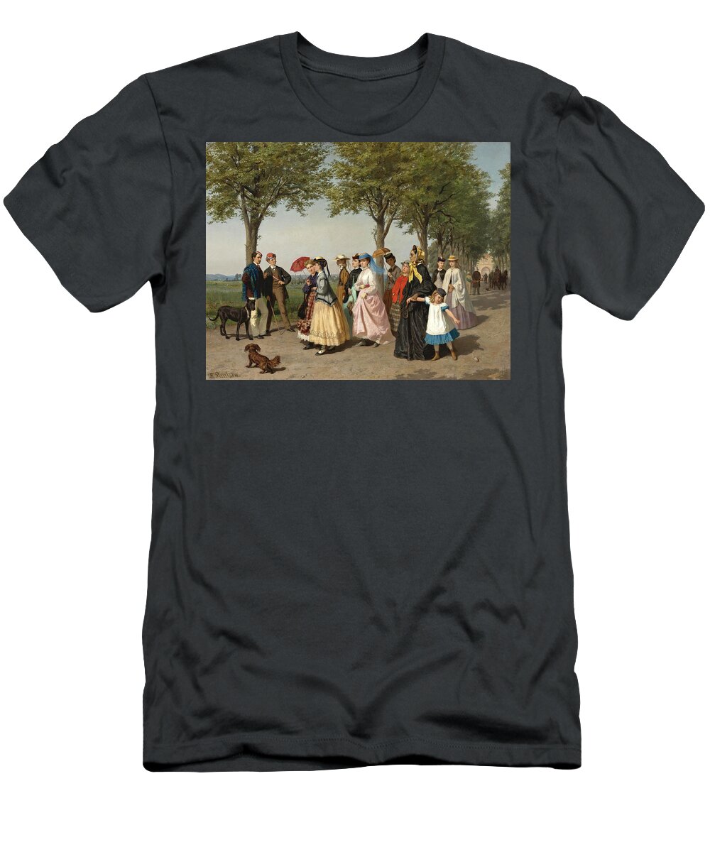 Fritz Paulsen T-Shirt featuring the painting The Ladys promenade by Fritz Paulsen