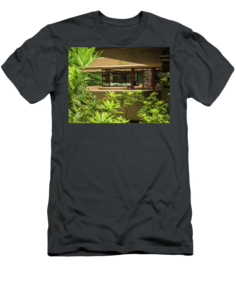 2-events/trips T-Shirt featuring the photograph The Living Areas View at Falling Waters by Louis Dallara
