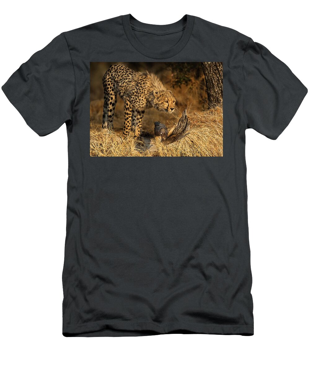 Cheetah T-Shirt featuring the photograph The Lookout by Linda Villers