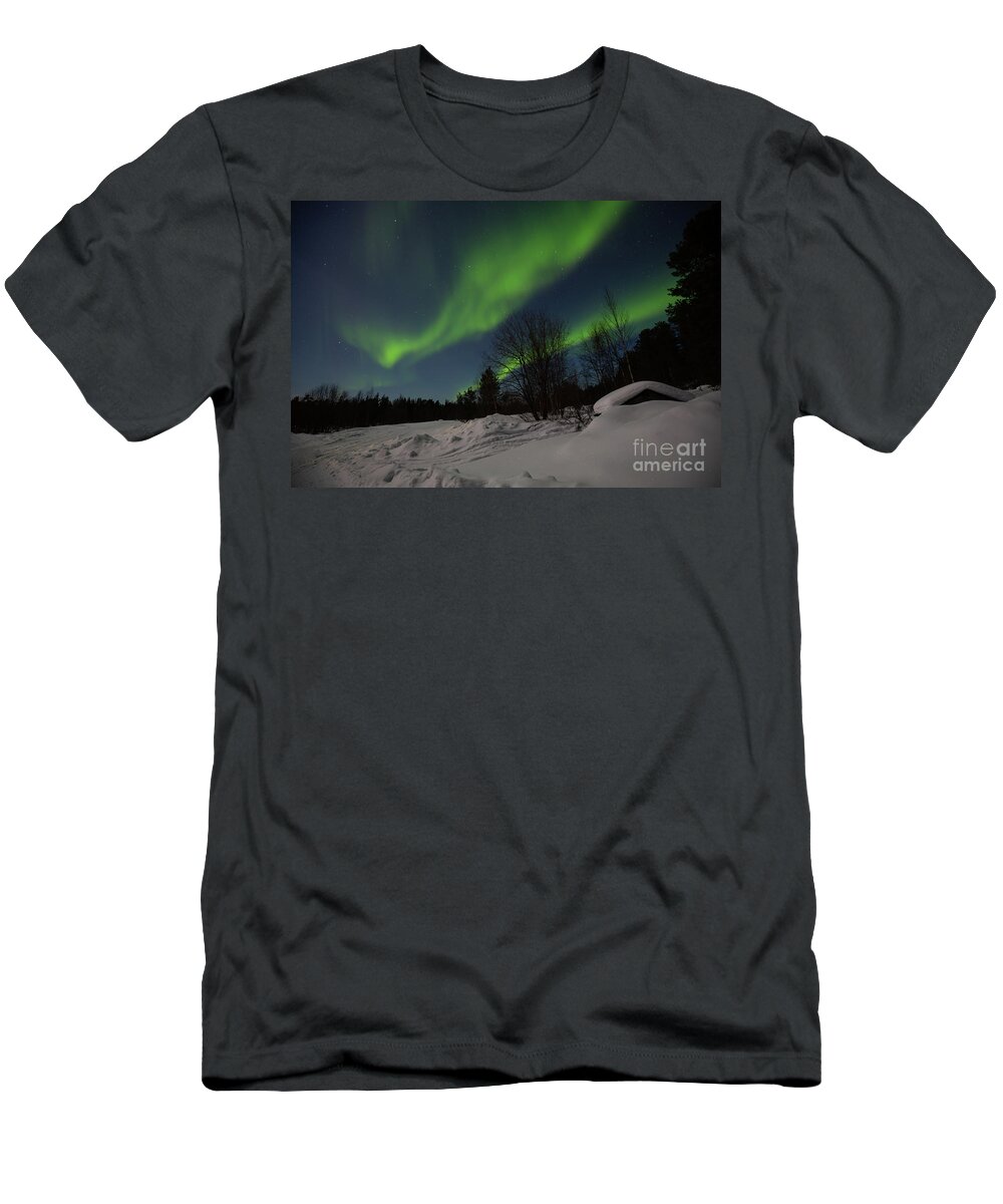 Snow T-Shirt featuring the photograph The Magic of the Northern Lights by Eva Lechner