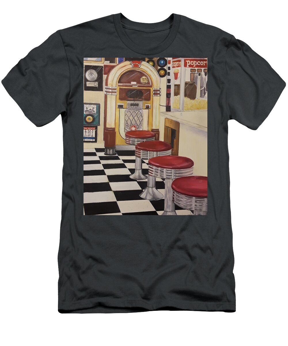 Malt Shop T-Shirt featuring the painting The Malt Shop by GC Kimmitt