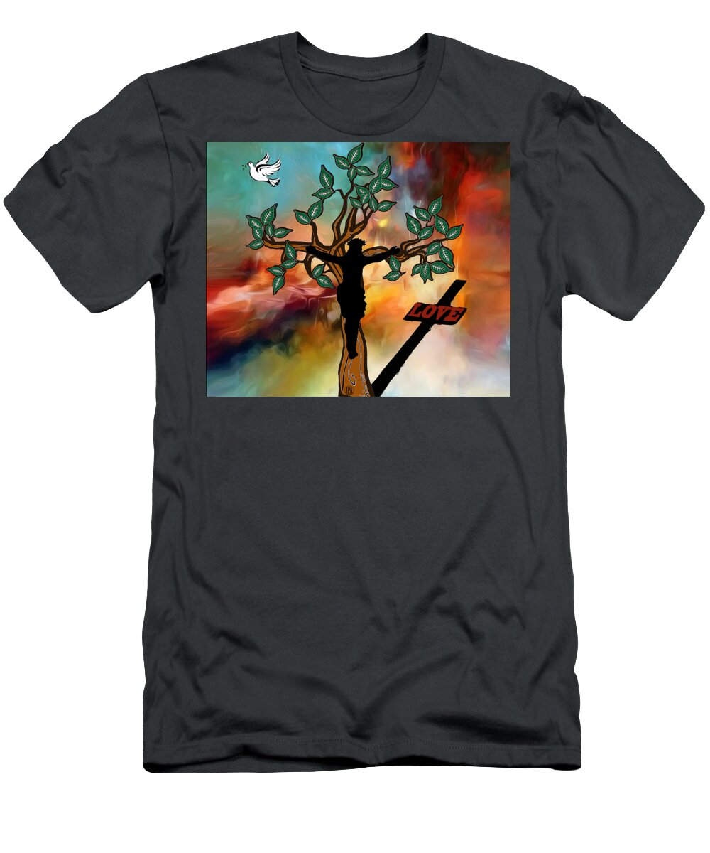 Jen Page T-Shirt featuring the digital art The Message of Love by Jennifer Page