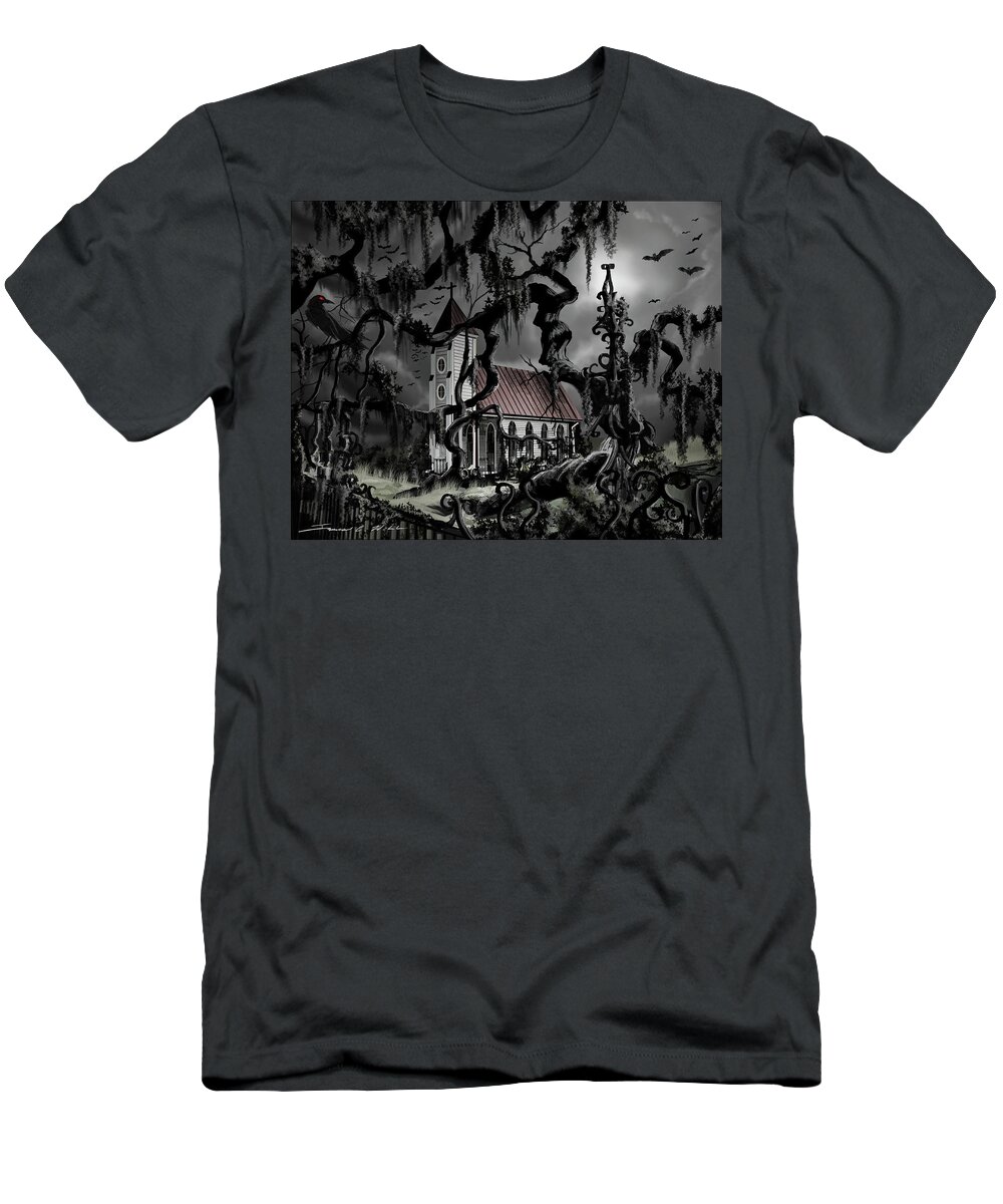 James Christopher Hill T-Shirt featuring the painting The Mortuary by James Hill
