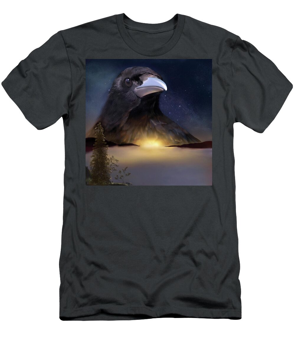 Crow T-Shirt featuring the digital art The Night Watch by Sand And Chi