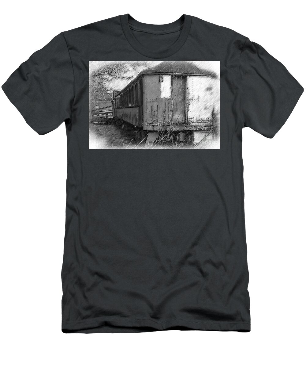Train T-Shirt featuring the digital art The Old Train Car by Kirt Tisdale
