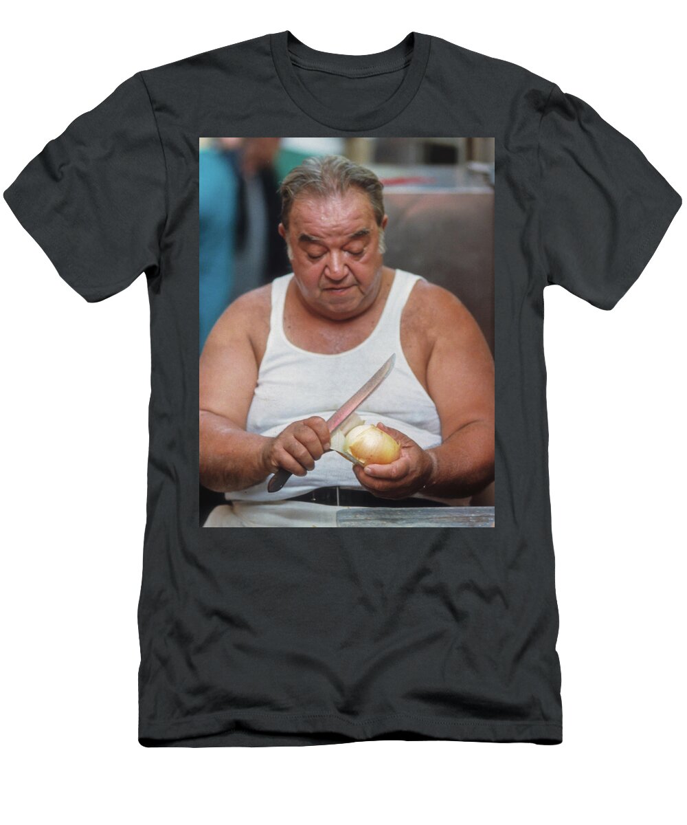 Italian Cooking T-Shirt featuring the photograph The Onion Man by Frank DiMarco