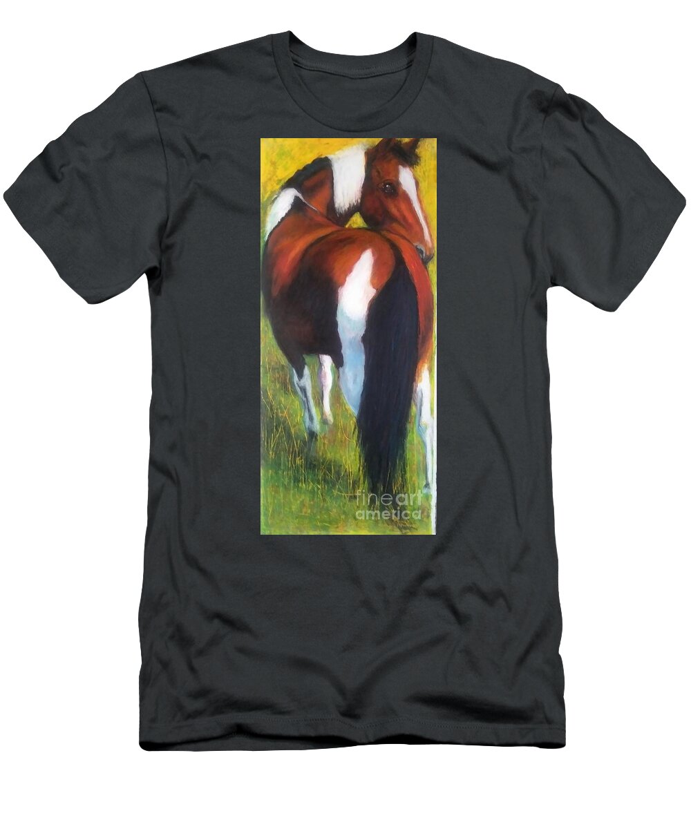 Horses T-Shirt featuring the painting The Paint by Frances Marino