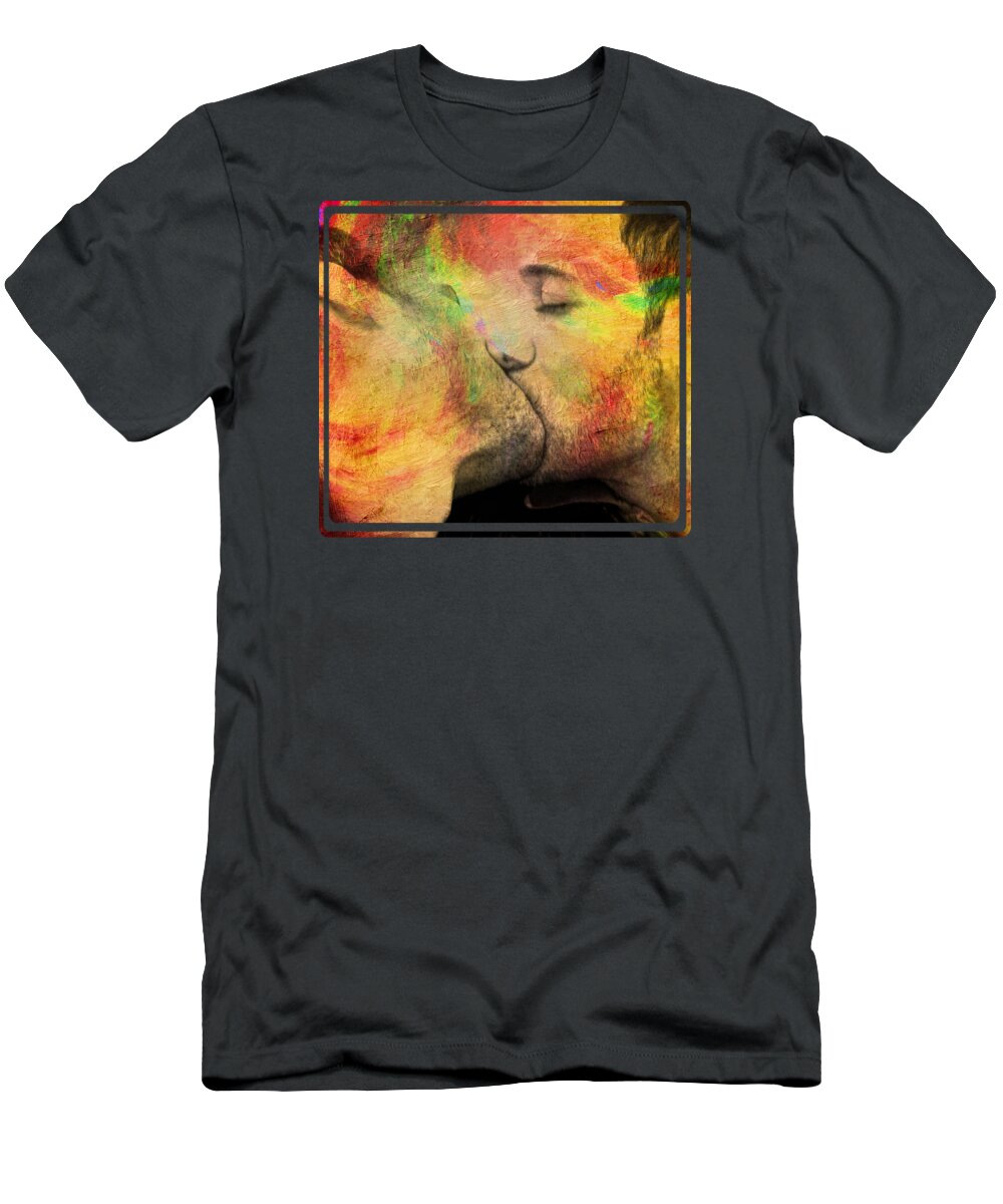 Kiss T-Shirt featuring the painting The passion of one kiss by Mark Ashkenazi