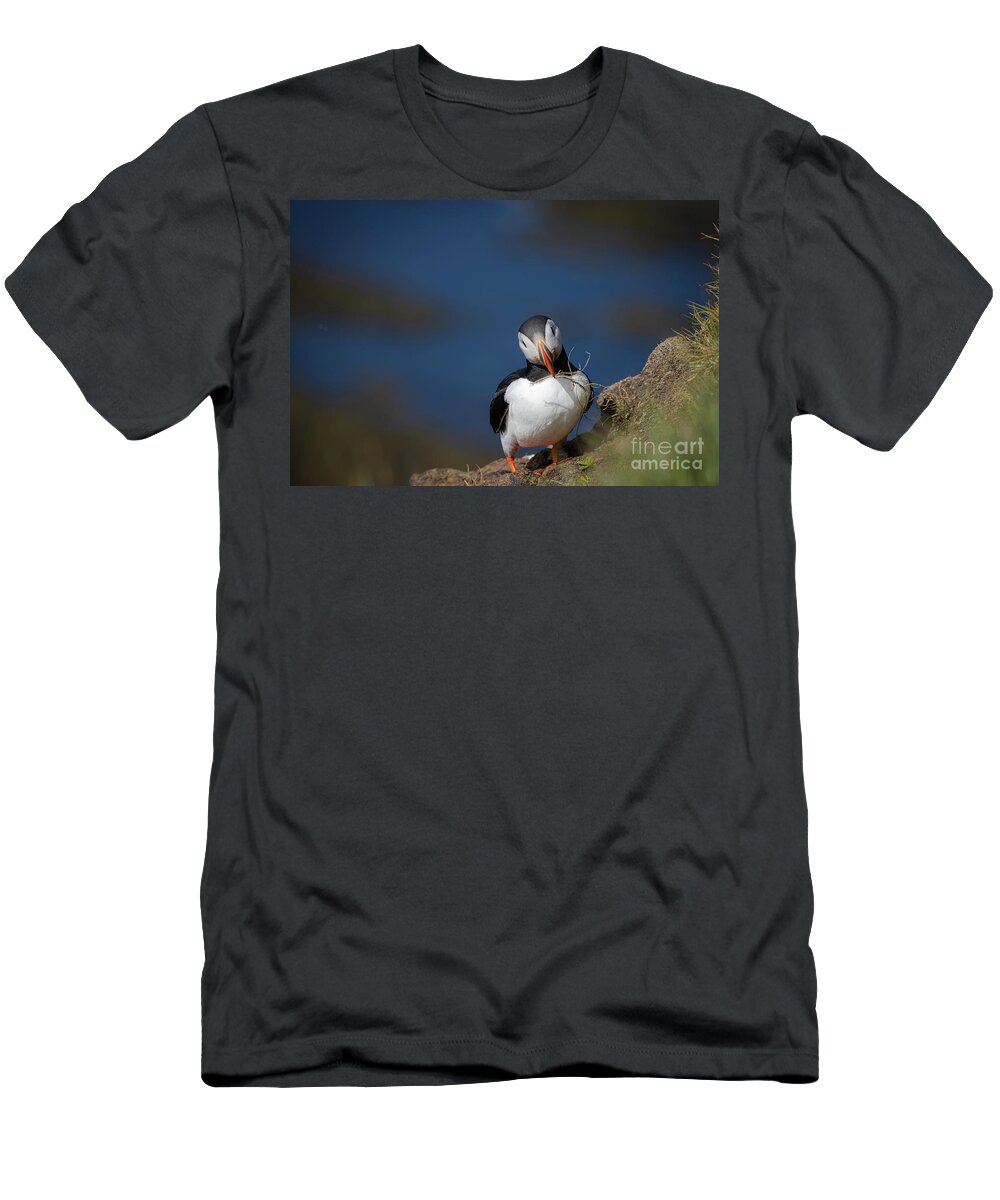 Atlantic Puffin T-Shirt featuring the photograph The Puffin by Eva Lechner