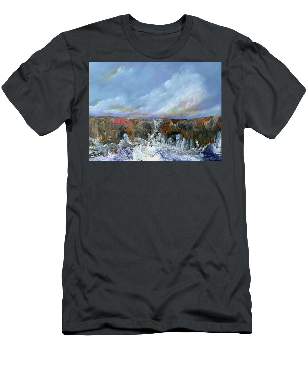 Landscape T-Shirt featuring the painting The Rock by Soraya Silvestri