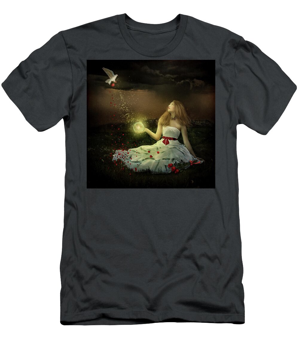 Girl T-Shirt featuring the digital art The Rose Petal by Maggy Pease